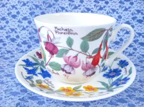 Botanical Breakfast Size Cup And Saucer Roy Kirkham Flowers And Names Bone China