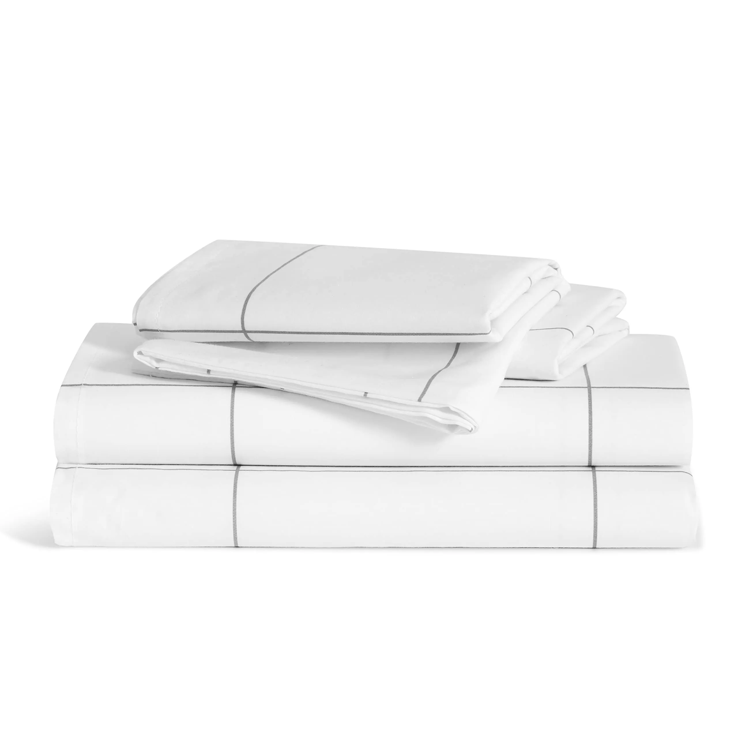 Brooklinen Luxury Percale 4 Piece Sheet Set - 100% Cotton, Queen Size in Window Pane - 1 Fitted Sheet, 1 Flat Sheet, 2 Pillowcases | Best Sheets for Hot Sleepers