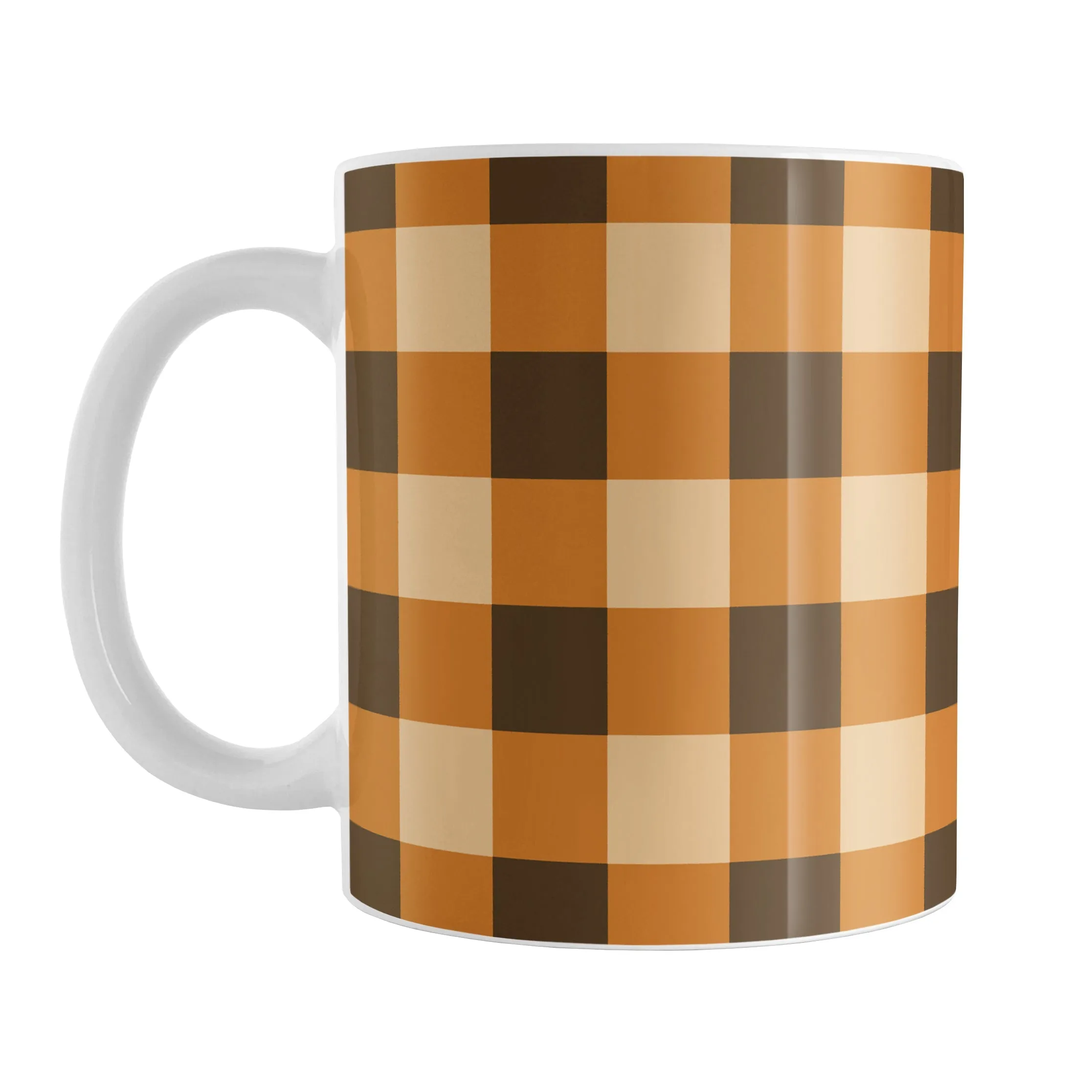 Brown and Orange Fall Buffalo Plaid Mug