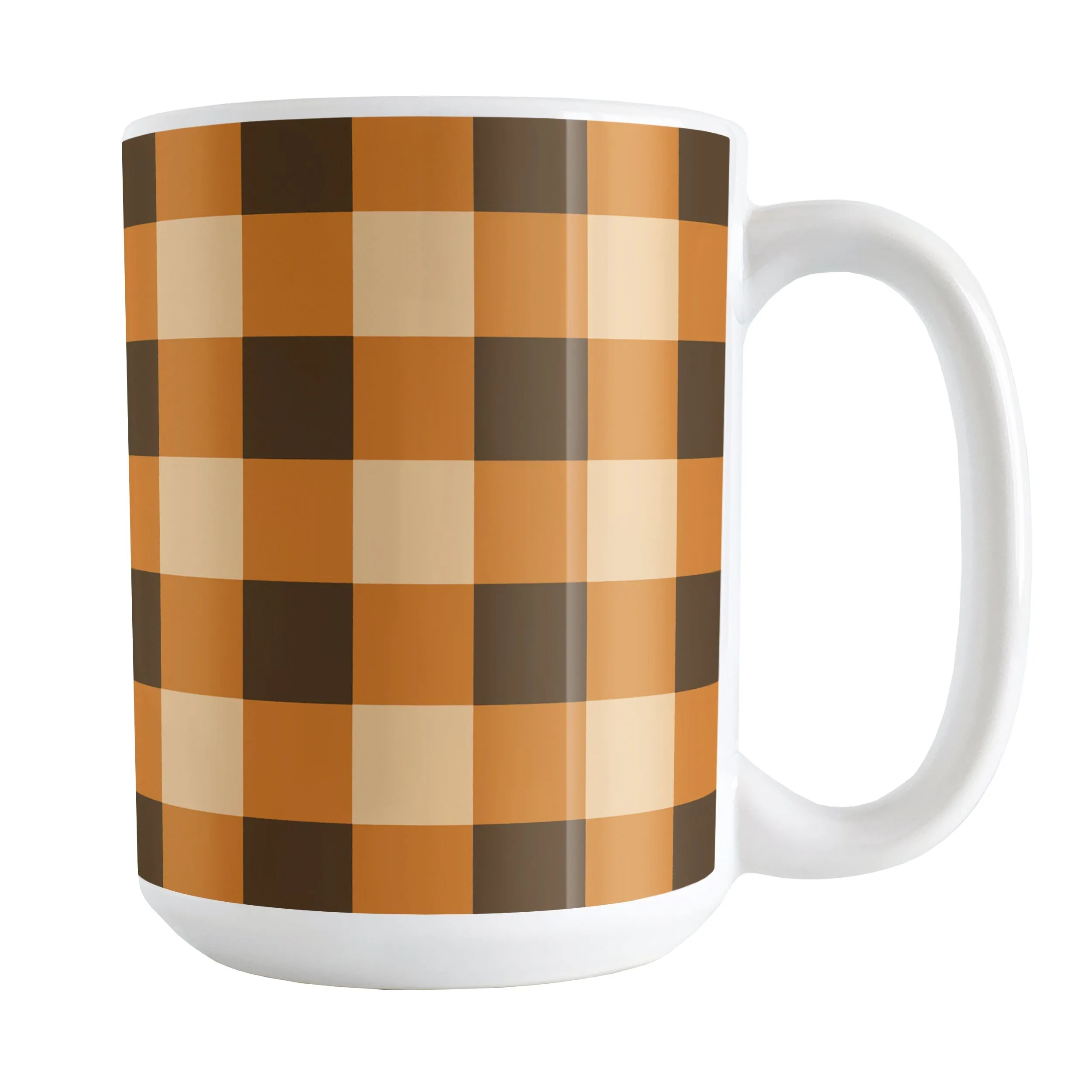 Brown and Orange Fall Buffalo Plaid Mug