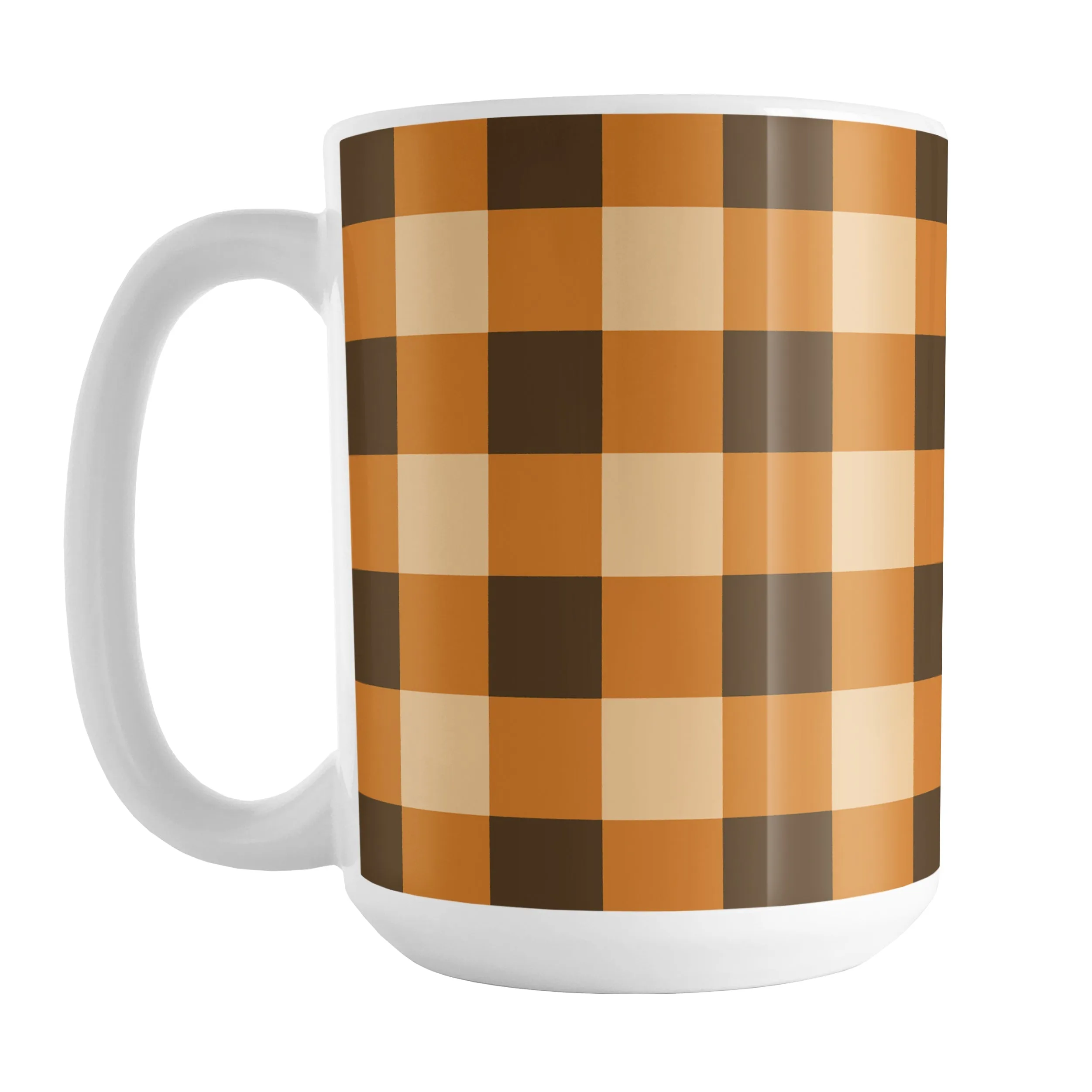 Brown and Orange Fall Buffalo Plaid Mug