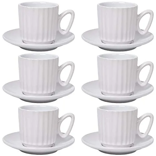 Bruntmor 4 Oz Espresso Coffee Cup Set Of 6 Cute 4 Ounce Ceramic Mugcup White