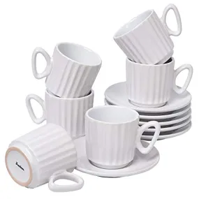 Bruntmor 4 Oz Espresso Coffee Cup Set Of 6 Cute 4 Ounce Ceramic Mugcup White