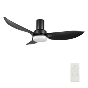 BUDE 45 inch 3-Blade Low Profile Ceiling Fan with LED Light & Remote Control - Black/Black