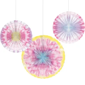 Bulk Tie Dye Party Paper Fans (18 per Case)