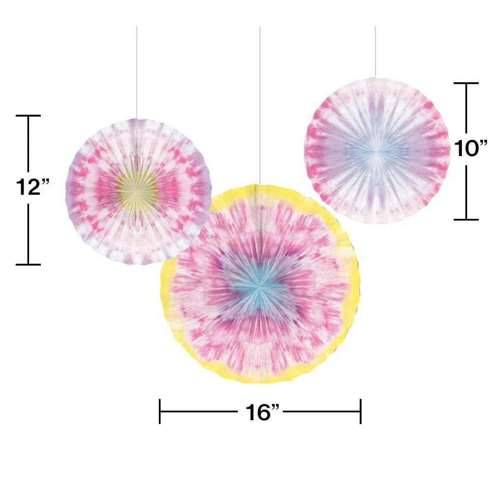 Bulk Tie Dye Party Paper Fans (18 per Case)