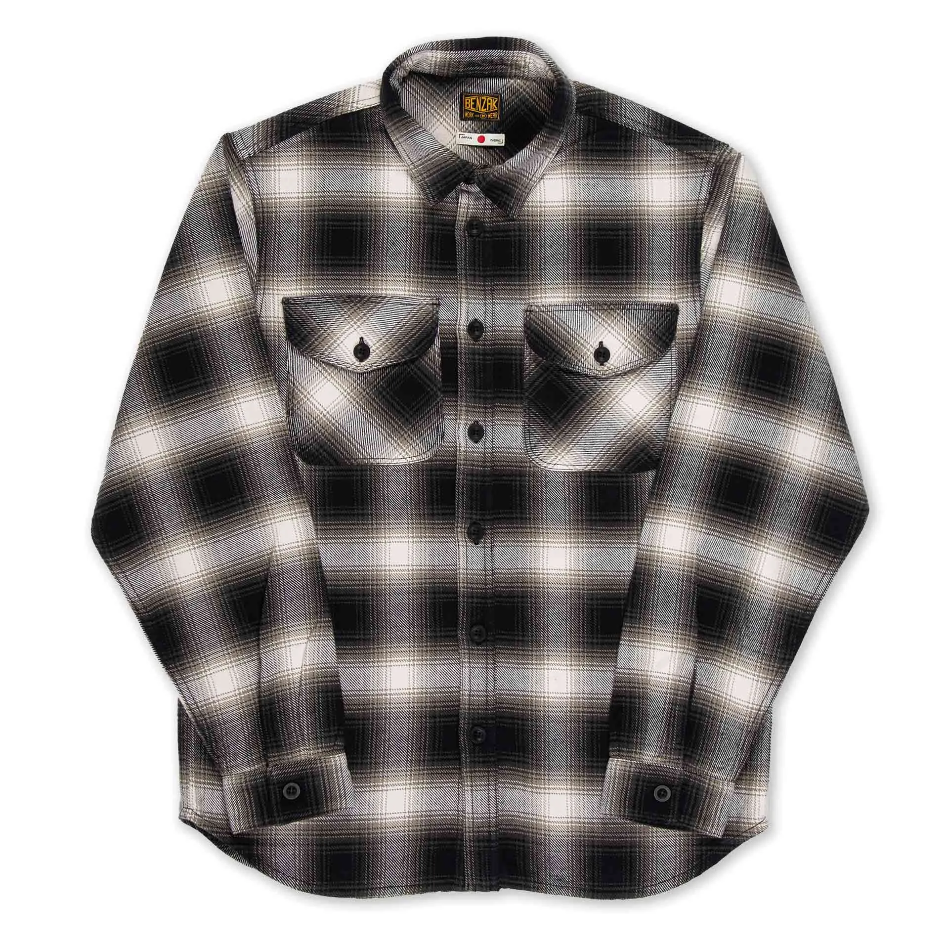 BWS-04 SCOUT OVERSHIRT 9.5 oz. grey ombre check flannel