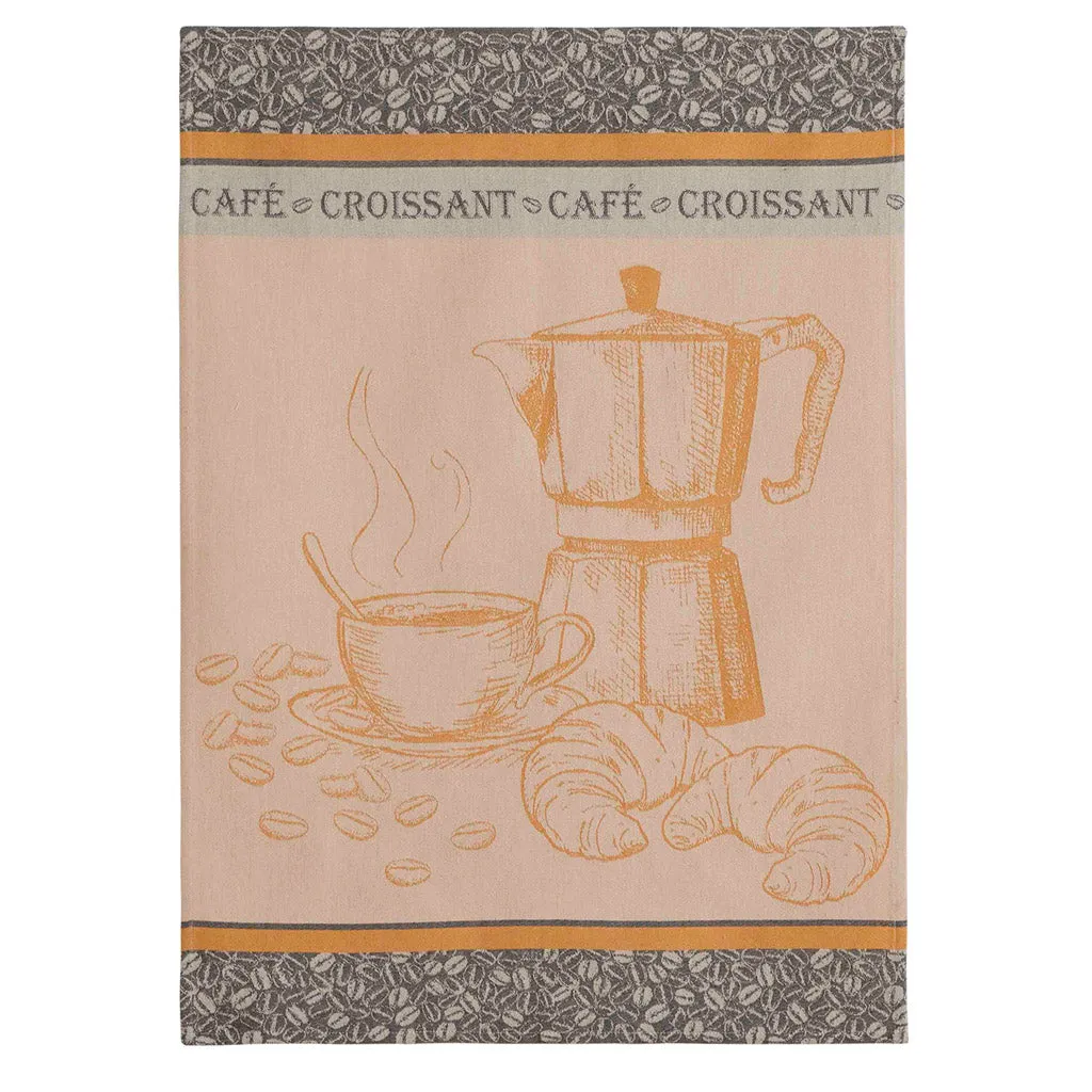 Cafe Croissant French Jacquard Cotton Dish Towel by Coucke