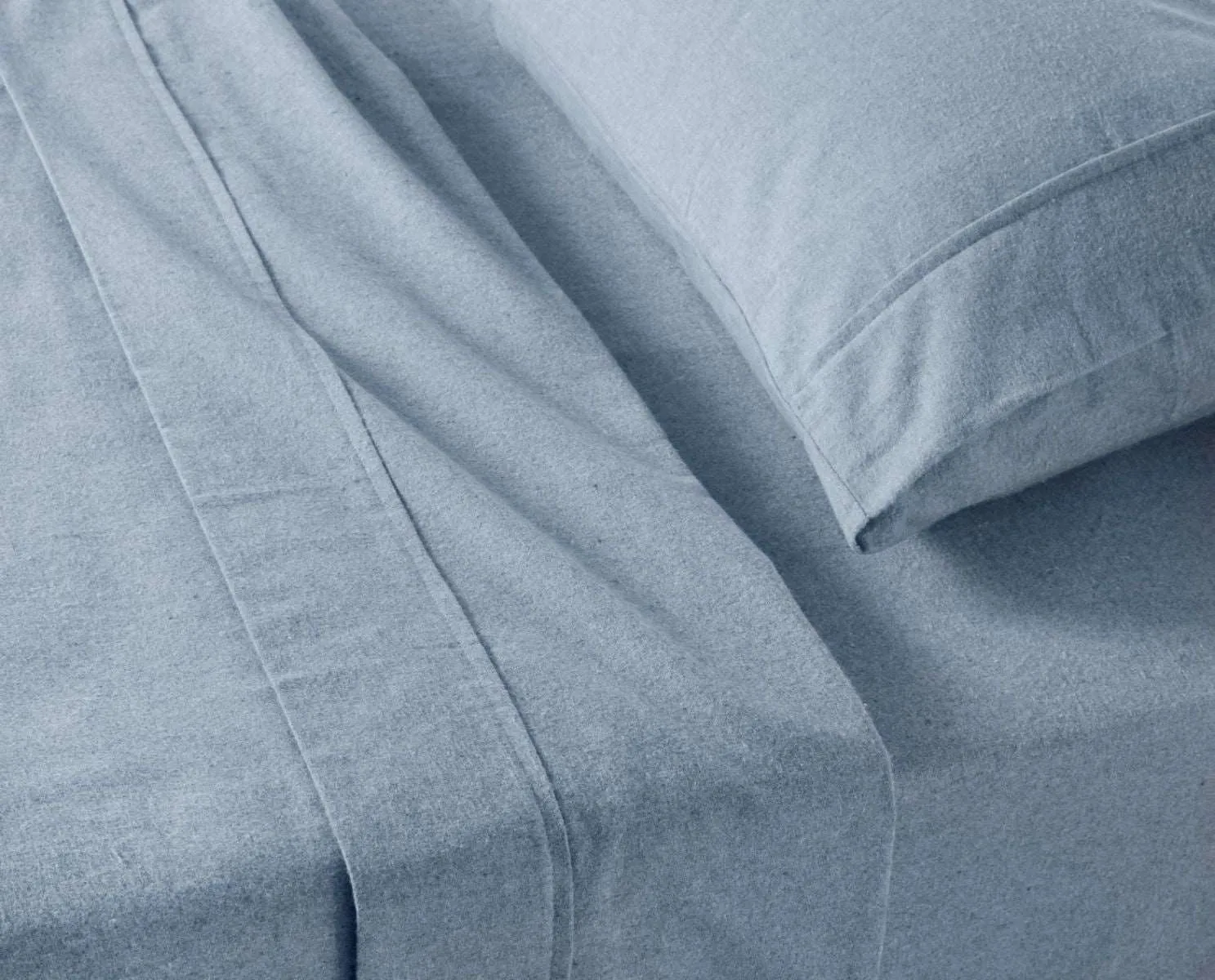 Chambray Flannel Sheet Set Blue Marle - Queen