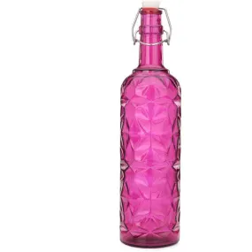 Charming Pink Transparent Glass Bottle for Water Storage Fun and Functional | 1000 ML | 3 x 13 inches