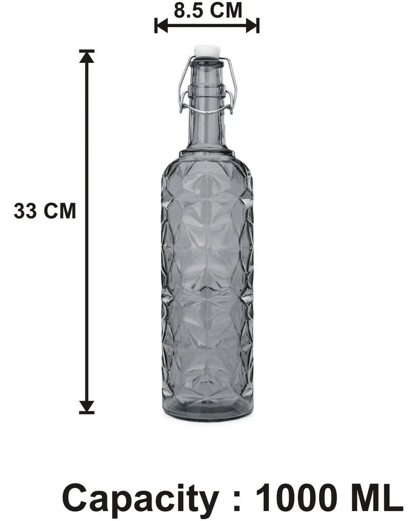 Charming Pink Transparent Glass Bottle for Water Storage Fun and Functional | 1000 ML | 3 x 13 inches