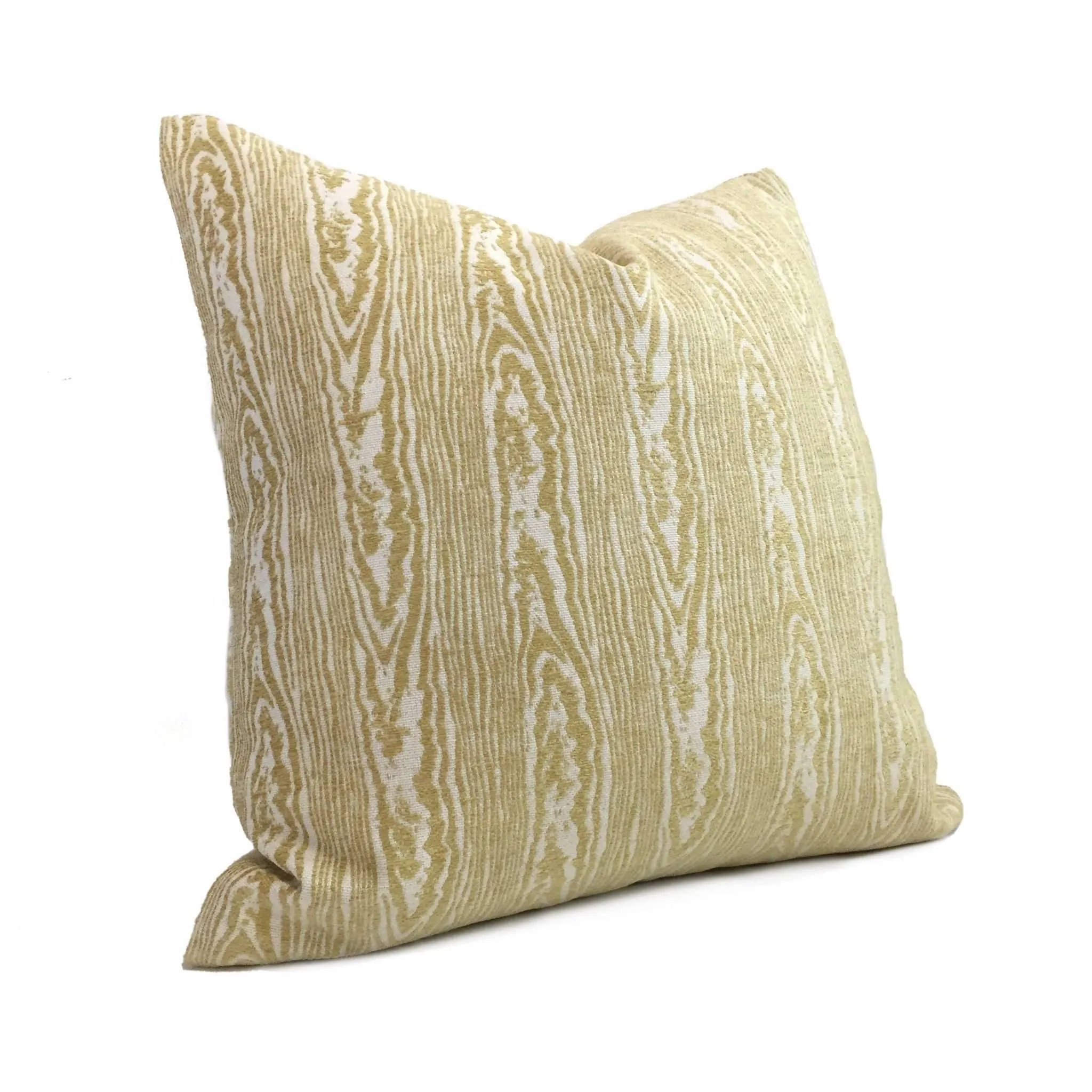 (CLEARANCE) Suburban Home Citron Yellow Faux Bois Woodgrain Pattern Pillow Cover