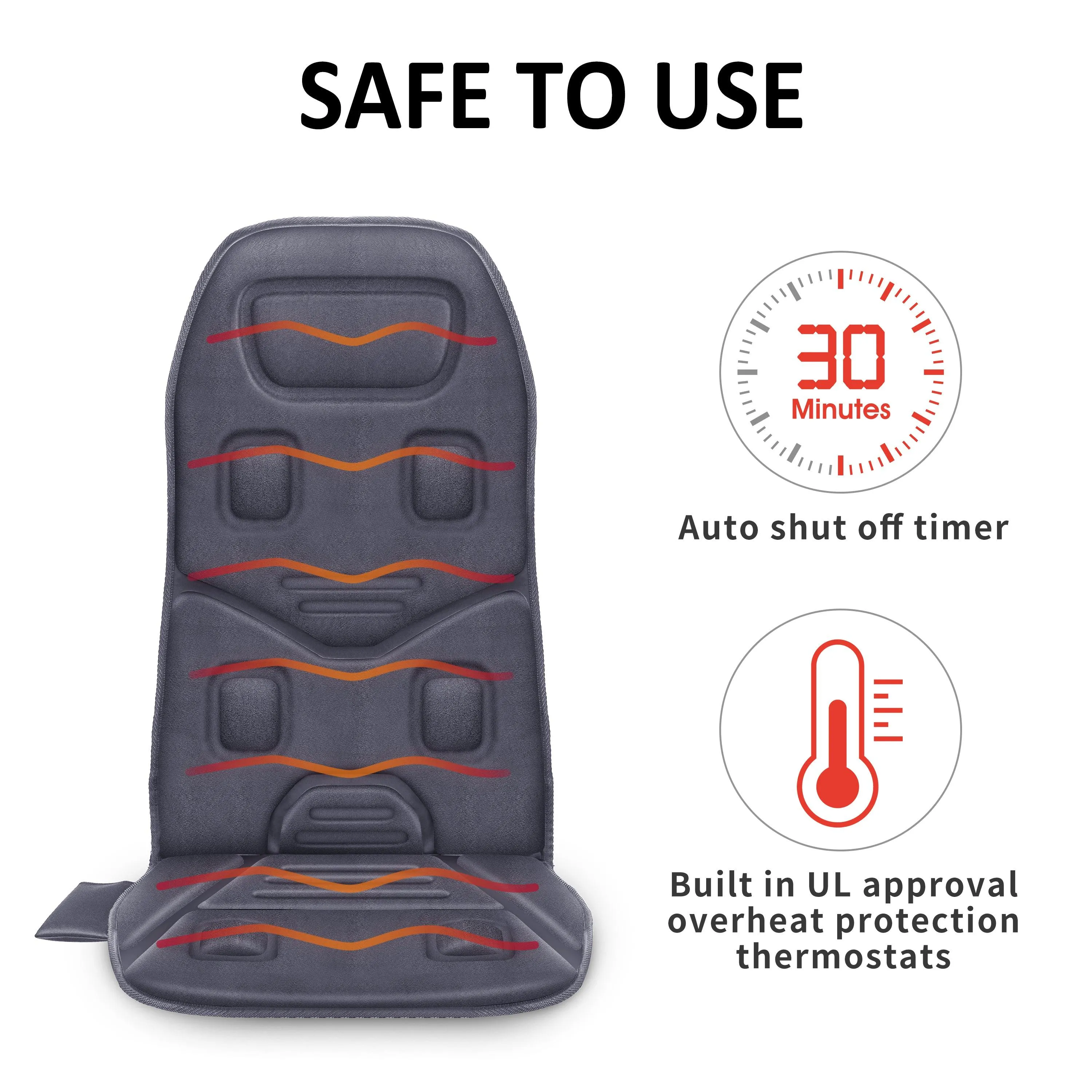 Comfier Vibration Massage Seat Cushion,Back Massager with Heat - 2206G