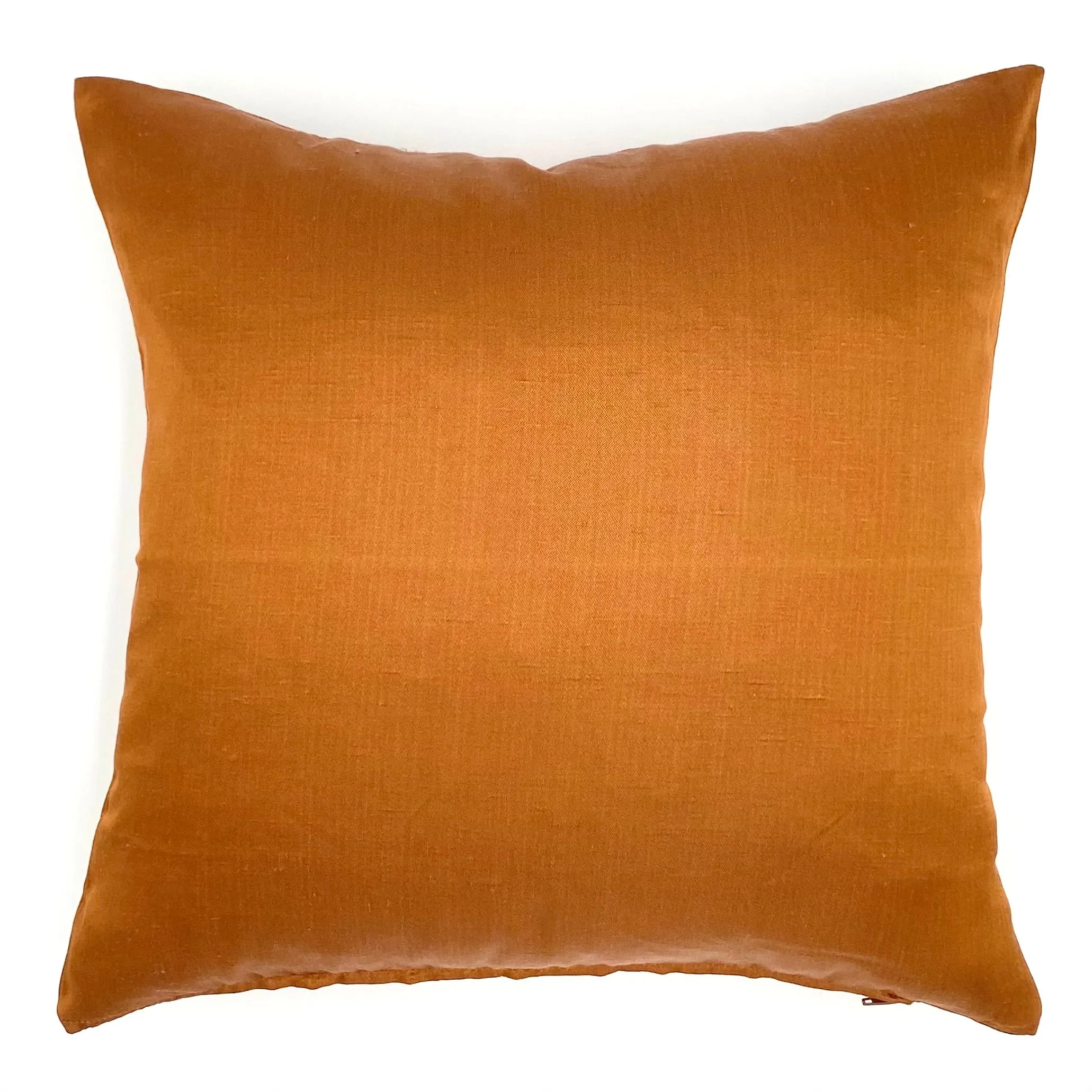 Copper Solid Faux Silk Throw Pillow 18x18