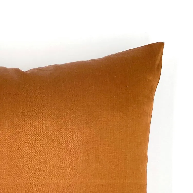 Copper Solid Faux Silk Throw Pillow 18x18