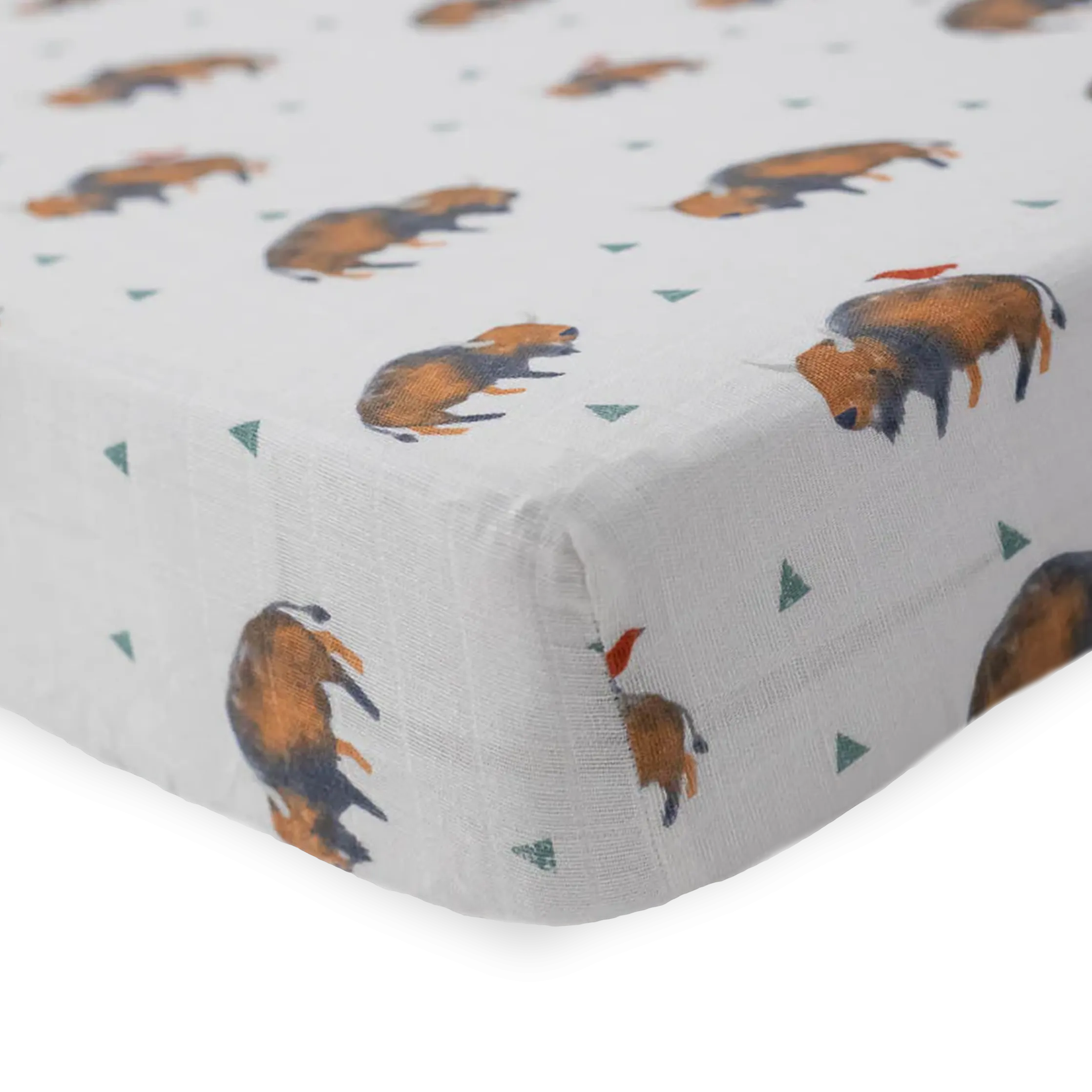 Cotton Muslin Crib Sheet - Bison