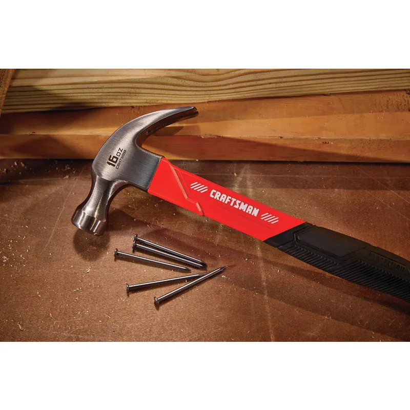 Craftsman 16 oz Smooth Face General Purpose Claw Hammer 10.75 in. Fiberglass Handle