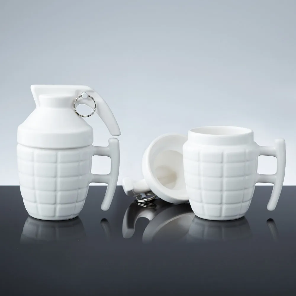 Creative Hand Grenade Designed Mug Ceramic Water Coffee Mug Cup With Lid Handgrip Office Tea Cup Drinkware