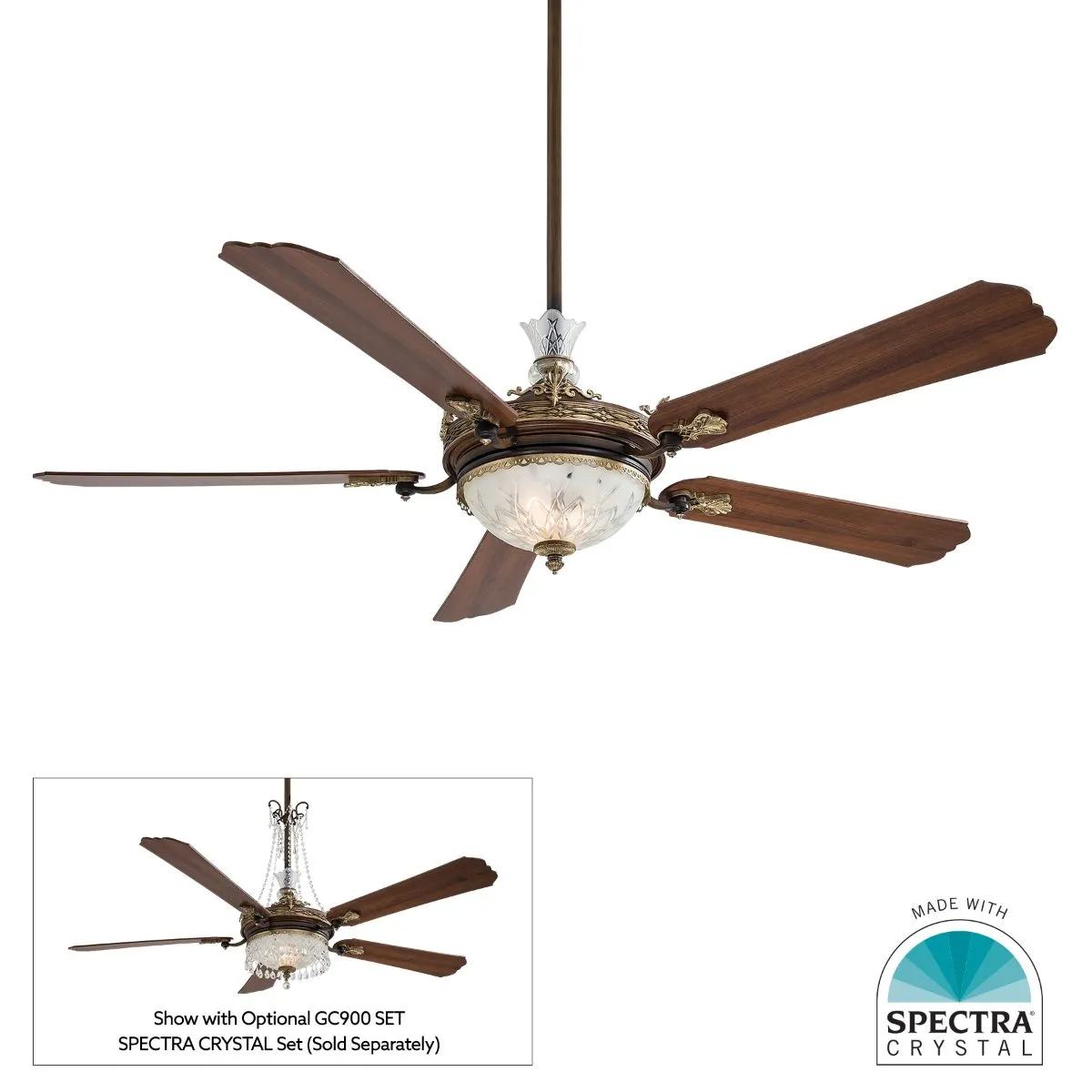 Cristafano LED 68" Belcaro Walnut Ceiling Fan with Wall Control