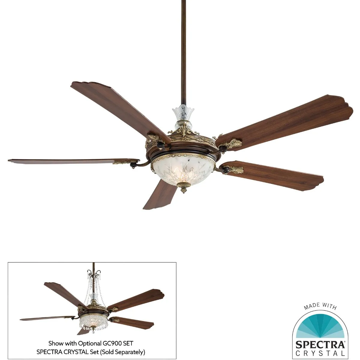 Cristafano LED 68" Belcaro Walnut Ceiling Fan with Wall Control