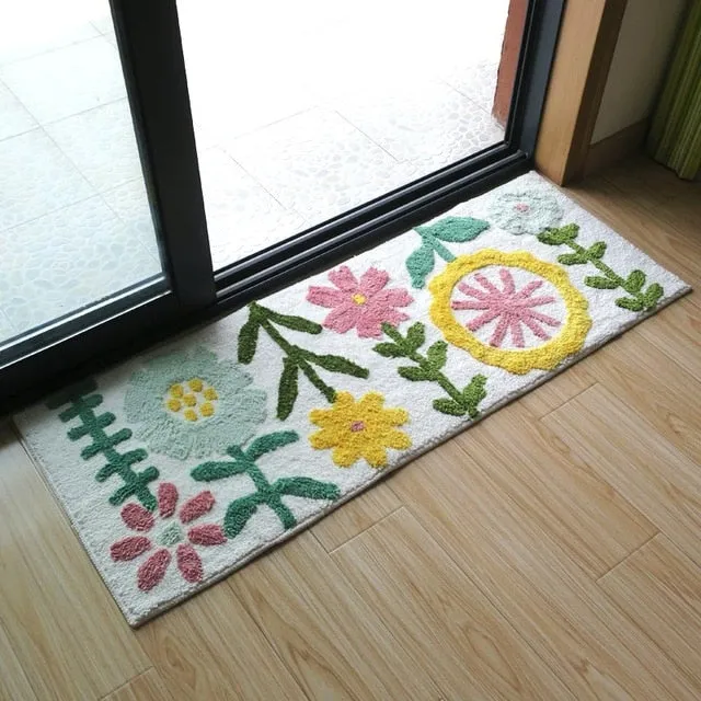 Cute Pattern High Water Absorbent Bathroom Carpet Bath Mat Multi Sizes Bathroom Mat Rug Anti-Slip Toilt Balcony Bath Rug Pad