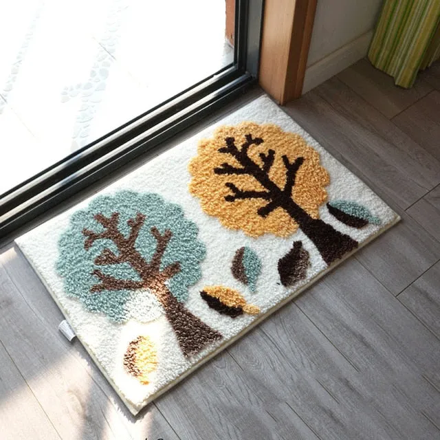 Cute Pattern High Water Absorbent Bathroom Carpet Bath Mat Multi Sizes Bathroom Mat Rug Anti-Slip Toilt Balcony Bath Rug Pad