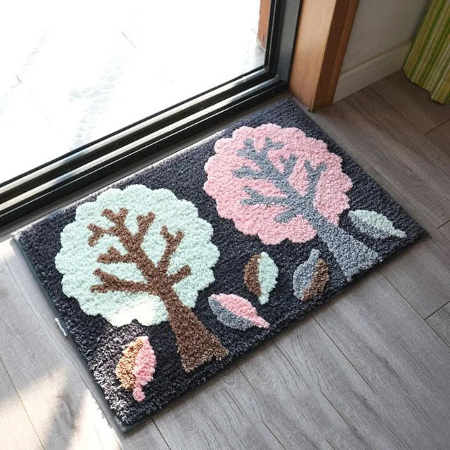 Cute Pattern High Water Absorbent Bathroom Carpet Bath Mat Multi Sizes Bathroom Mat Rug Anti-Slip Toilt Balcony Bath Rug Pad