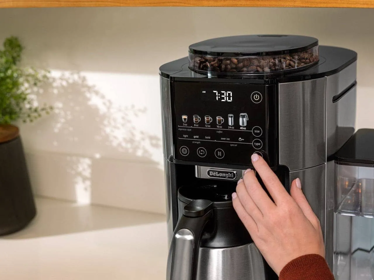 De'Longhi TrueBrew Automatic Coffee Machine with Bean Extract Technology - Stainless with Thermal Carafe