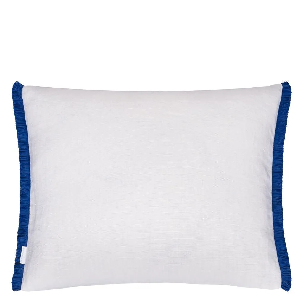 Designers Guild Isabella Embroidered Cobalt Linen Decorative Pillow