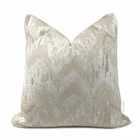 Devi Cream Beige Abstract Texture Chenille Pillow Cover