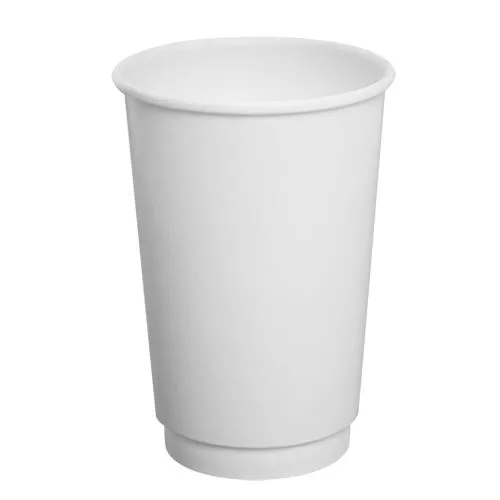 Disposable Coffee Cups - 16oz Insulated Paper Hot Cups - White (90mm) - 500 ct