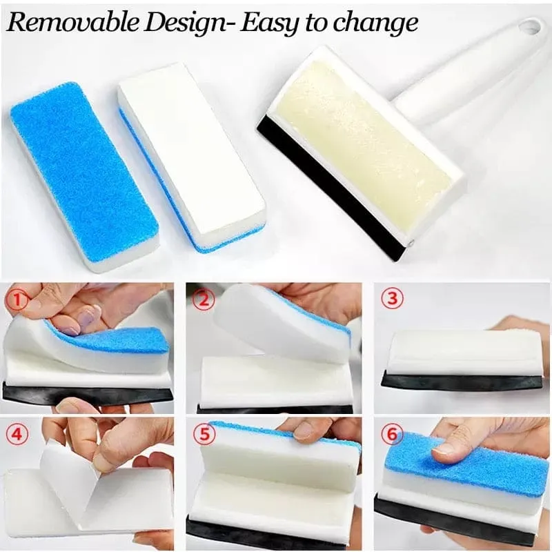 Double Sided Cleaning Brush, Squeegee Mirror Bathroom Wall Cleaning Brush, Removable Sponge Brush Head, 2-in-1 Double Sided Window Squeegee Sponge, Bathroom Window Glass Scraper, Wall Tile Cleaning Brush Wiper Cleaner