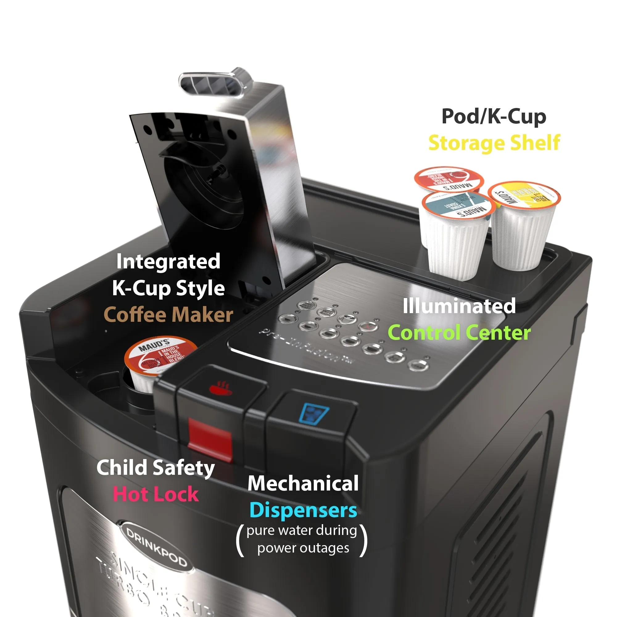 Drinkpod 3000 Elite Series - Coffee Plus Water Purification Cooler by Drinkpod