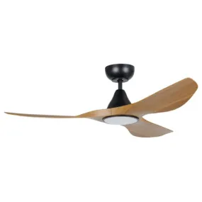 Eglo Surf 48in 122cm Ceiling Fan with 20W LED CCT Light - Black with Teak Finish