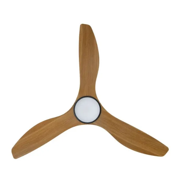 Eglo Surf 48in 122cm Ceiling Fan with 20W LED CCT Light - Black with Teak Finish