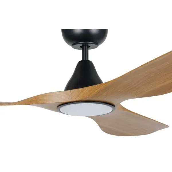 Eglo Surf 48in 122cm Ceiling Fan with 20W LED CCT Light - Black with Teak Finish