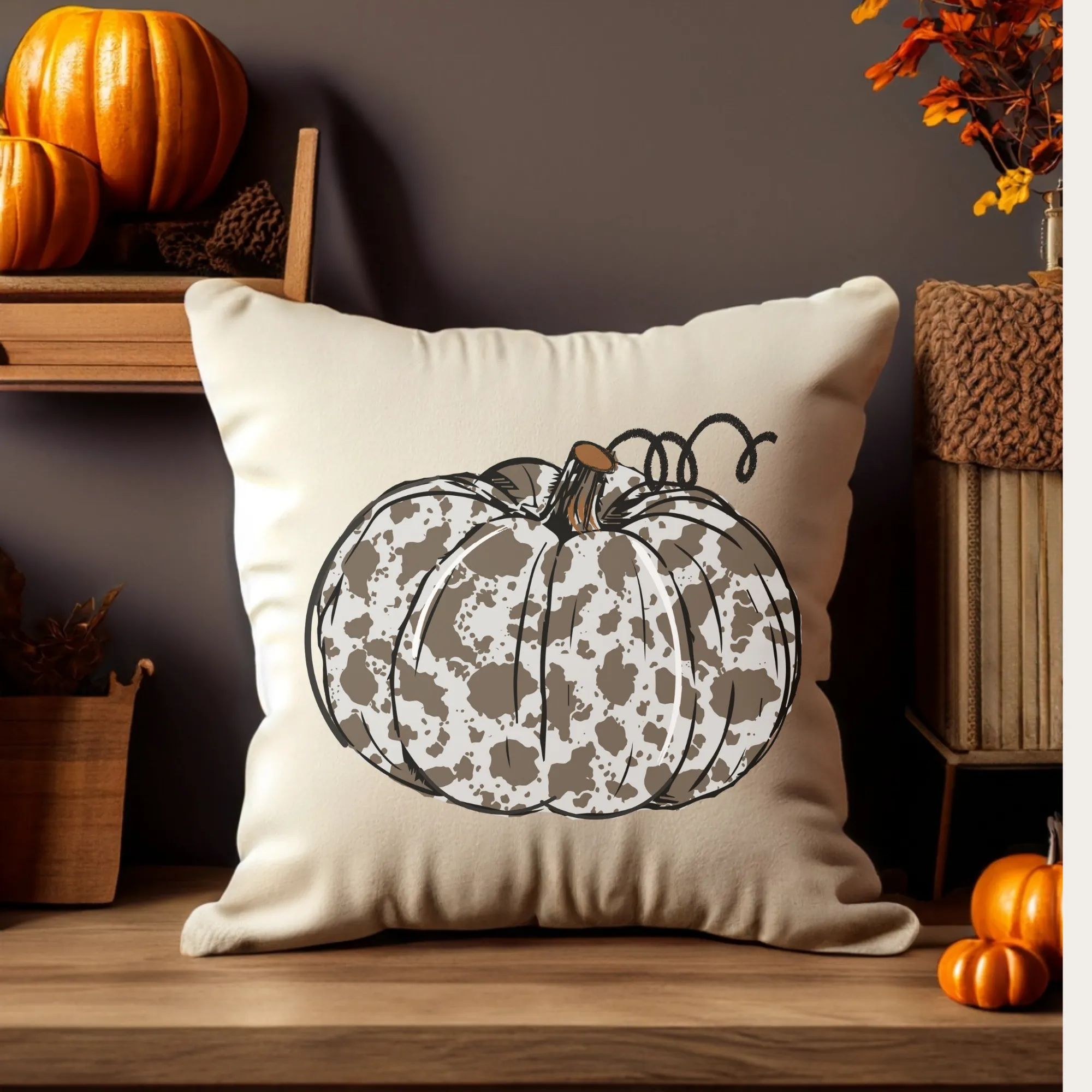 Fall Pillow Covers, Rustic Country Square covers, Country Farmhouse Decor Pillowcase Set, Farmhouse Pumpkins