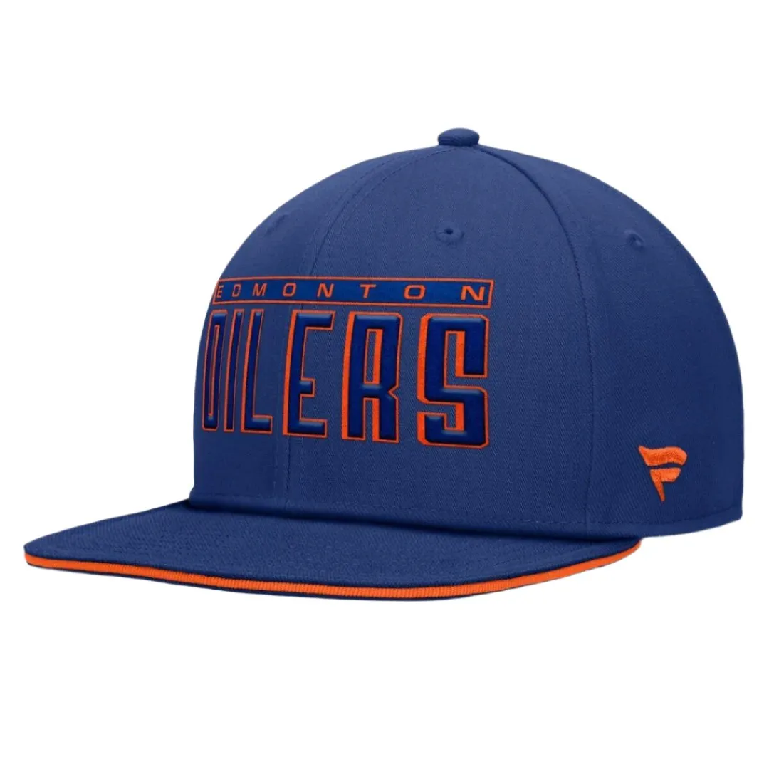 Fanatics Men's NHL Edmonton Oilers 2024 Gino Flatbrim Snapback Cap Blue