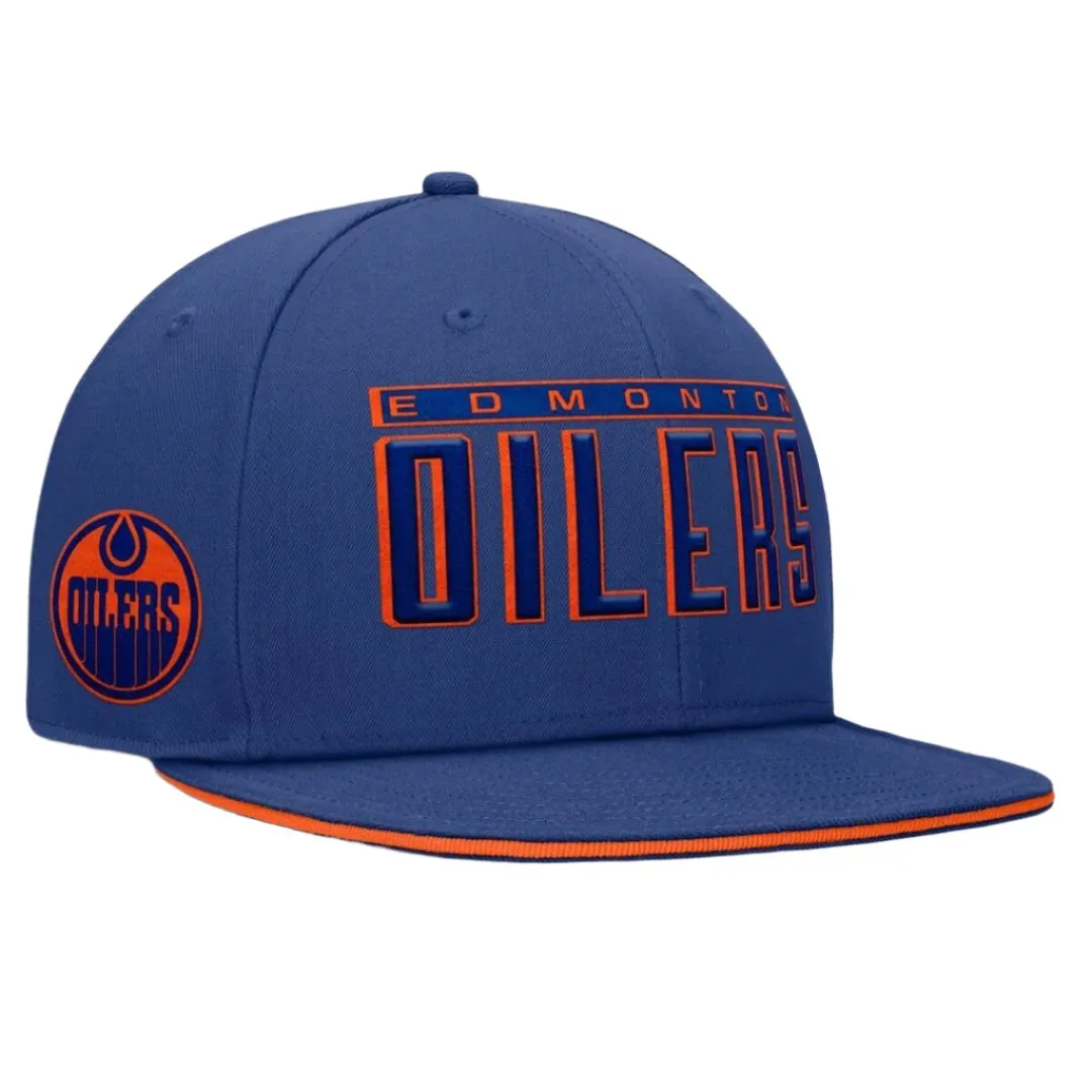 Fanatics Men's NHL Edmonton Oilers 2024 Gino Flatbrim Snapback Cap Blue