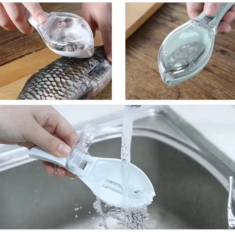 Fish Scales Graters Scraper Fish Cleaning Tool Scraping Scales Device With Cover Home Kitchen Cooking Fish Tool Kitchen Tools