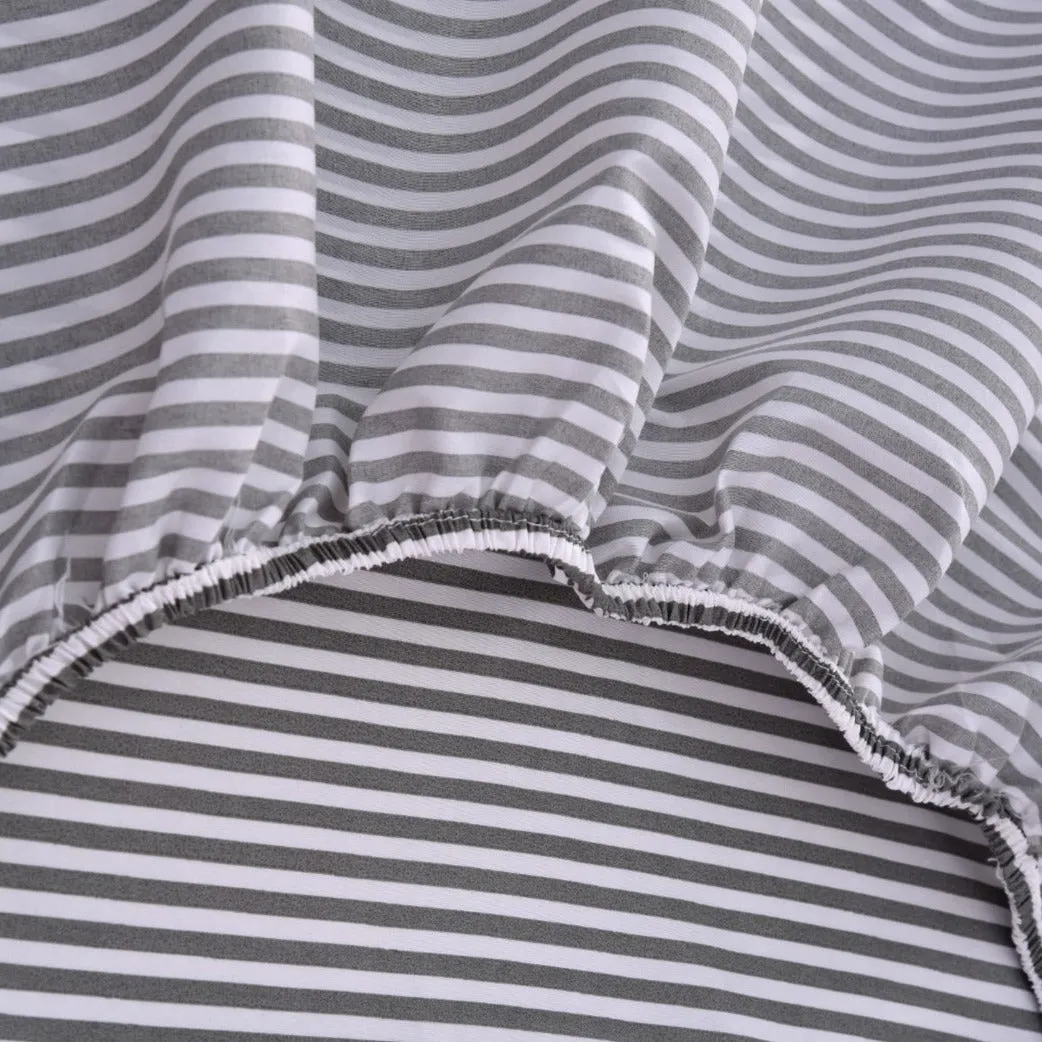 Fitted Bed Sheet-Grey Stripe