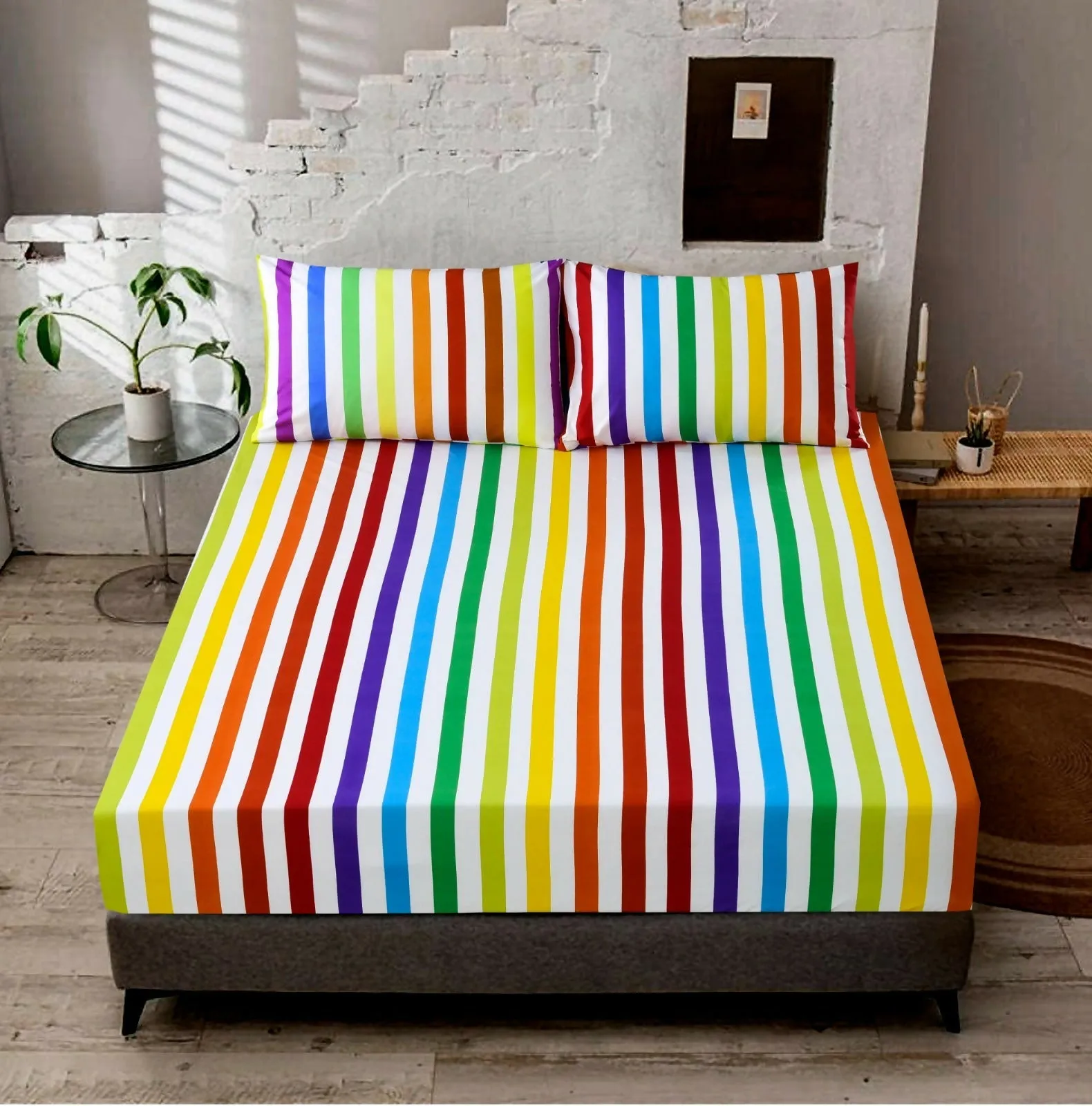 Fitted Bed Sheet-Multi Stripes