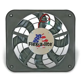 Flex-A-Lite Lo-Profile S-Blade Electric Cooling Fan - 12" Fan - Puller - 1250 CFM - 12V - Curved Blade - 15 x 13-1/2" - 2-5/8" Thick - Controller