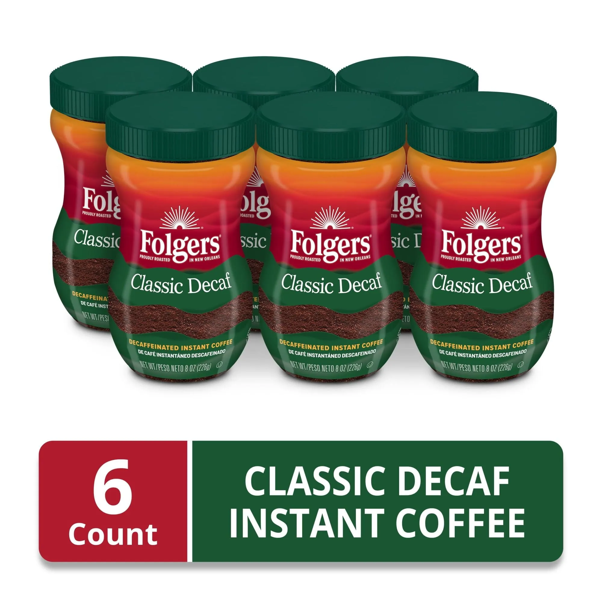 Folgers Classic Decaf Instant Coffee, 8-Ounce Jar