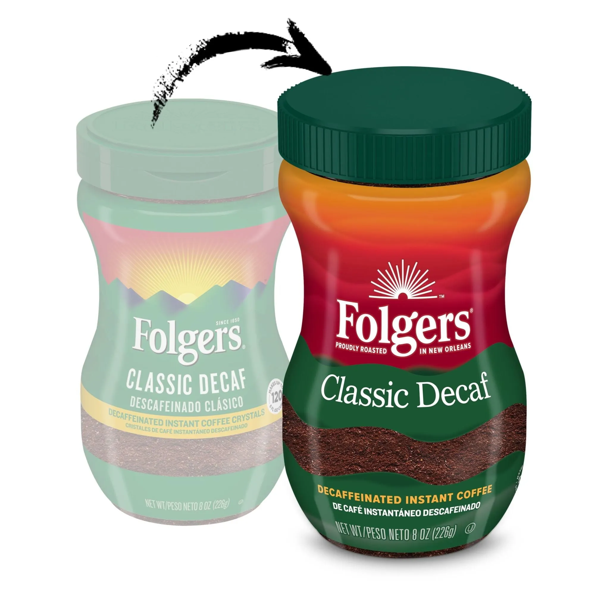 Folgers Classic Decaf Instant Coffee, 8-Ounce Jar