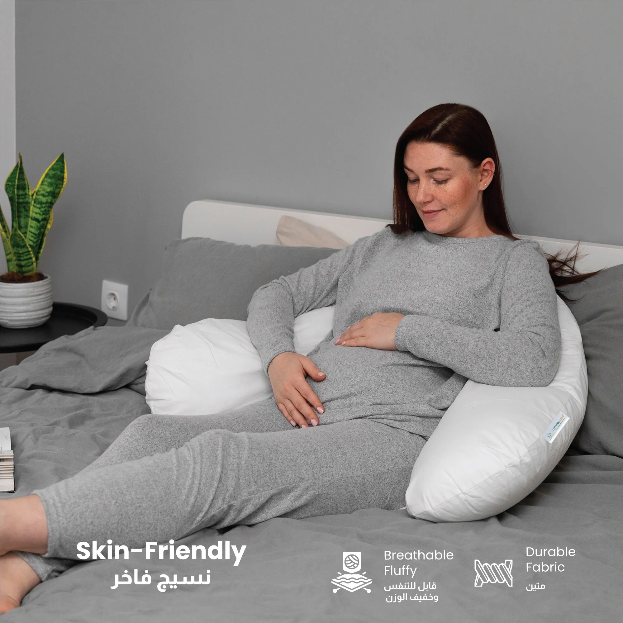 Four Seasons Pregnancy Pillow J Shaped Full Body Materniy Pillow 80x130cm White