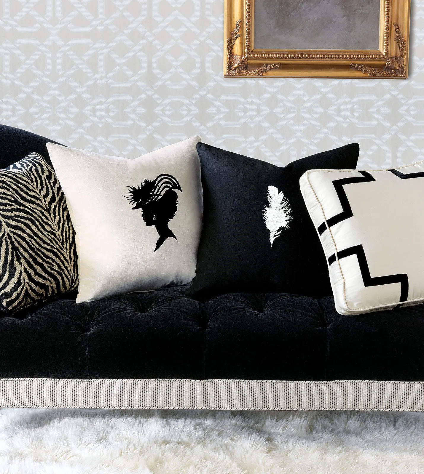 Freefall White and Black Throw Pillow Cover 20x20