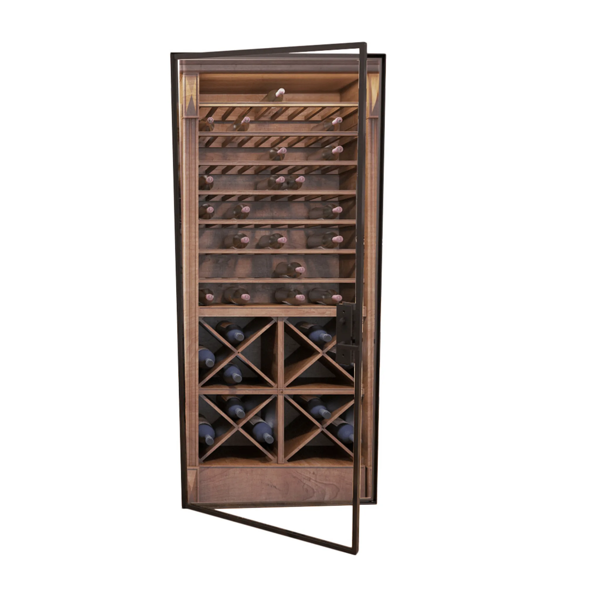 Glass Enclosed Wine Cellar Bronze Door