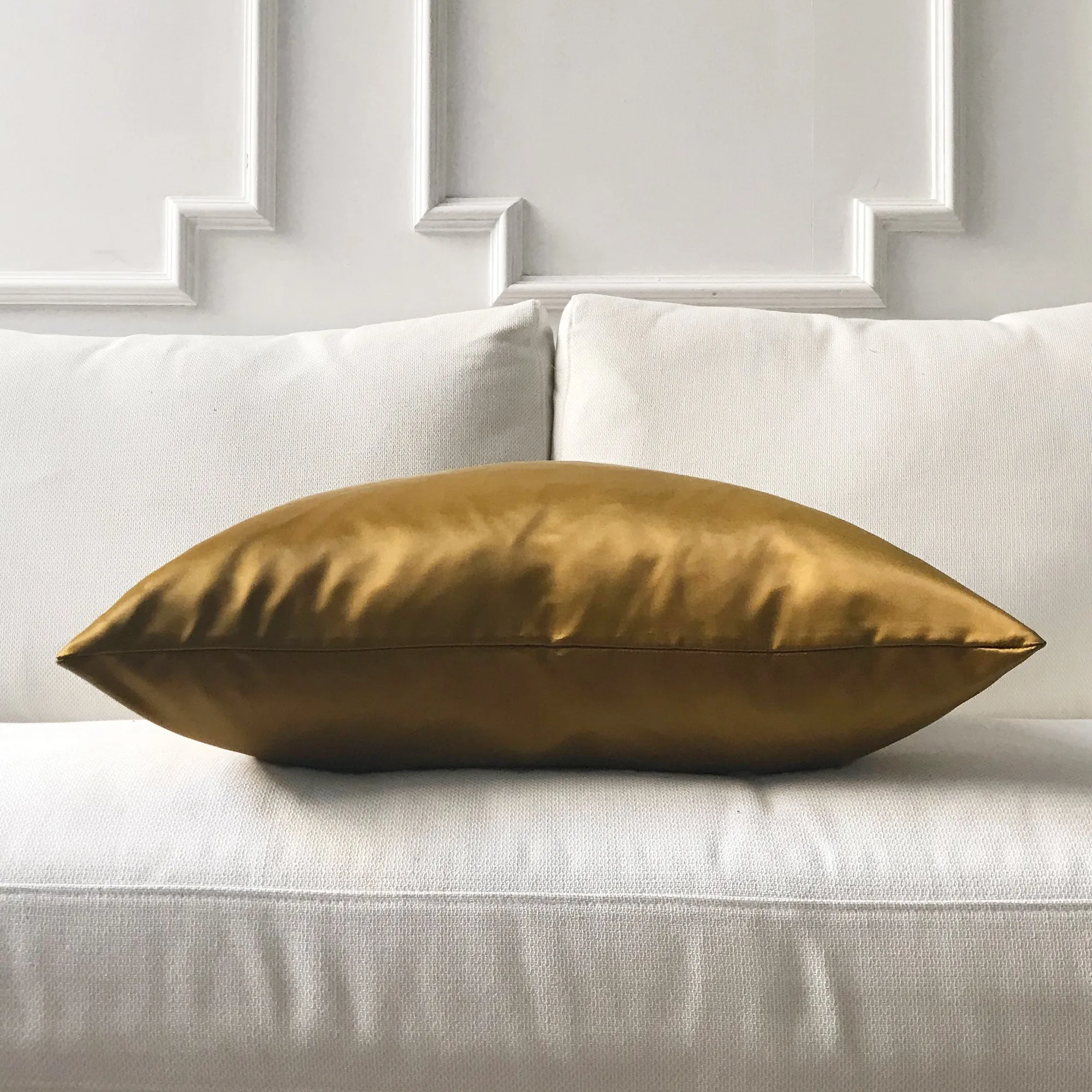 Gold Solid Faux Silk Throw Pillow Cover 24x24