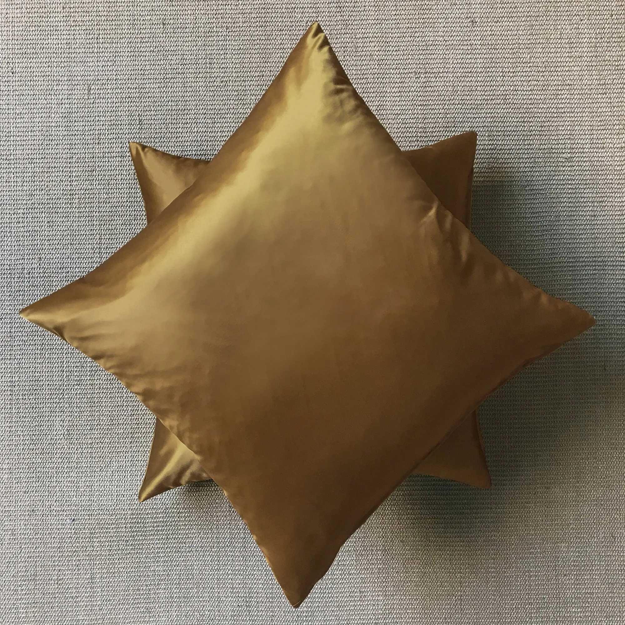 Gold Solid Faux Silk Throw Pillow Cover 24x24